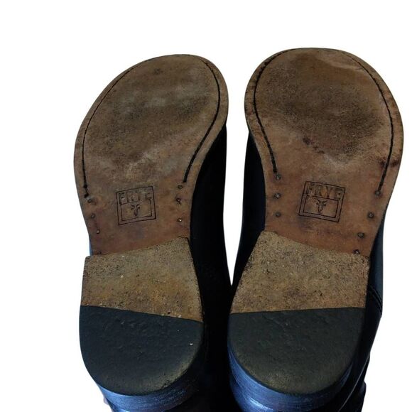 Frye Boots Melissa Lug Button Tall Wide Calf Women's Size 6.5 Black Leather - Picture 5 of 12